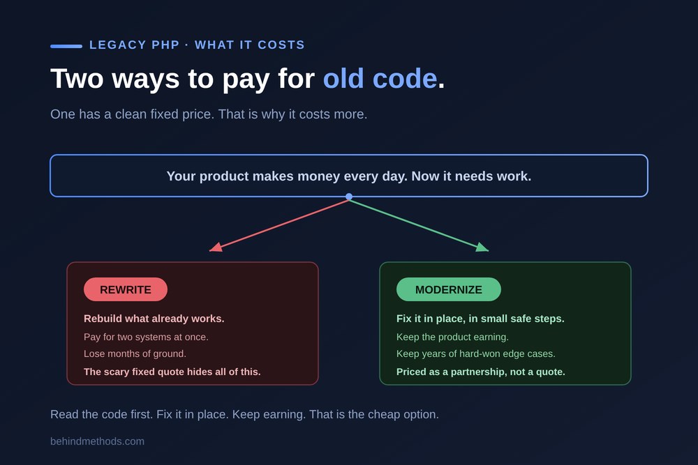 What does it cost to modernize a legacy PHP application?